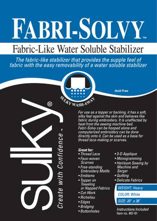 Sulky Fabri-Solvy, Washaway Stabilizer, White 20in x 1yd # 407-01