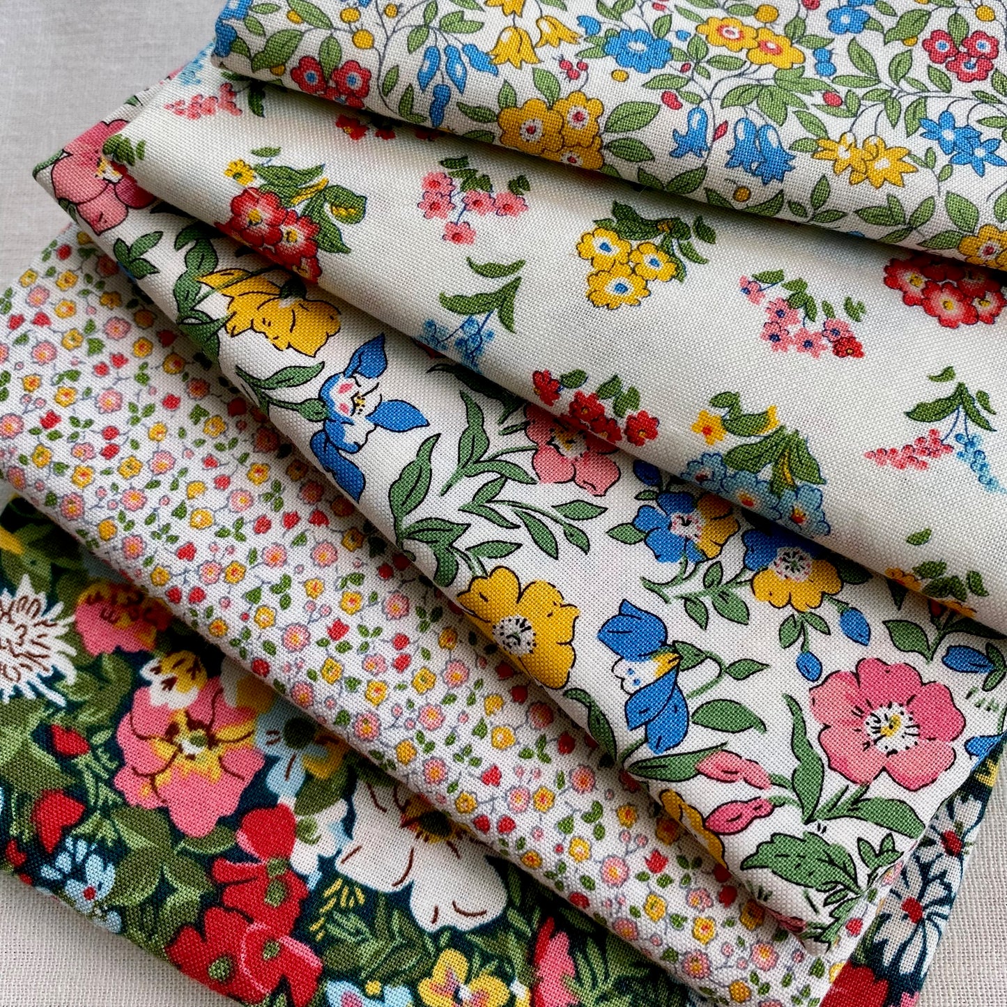 Fat Quarter 5 Pack Bundle Yellows, The Flower Show MidSummer Collection, Liberty Fabric
