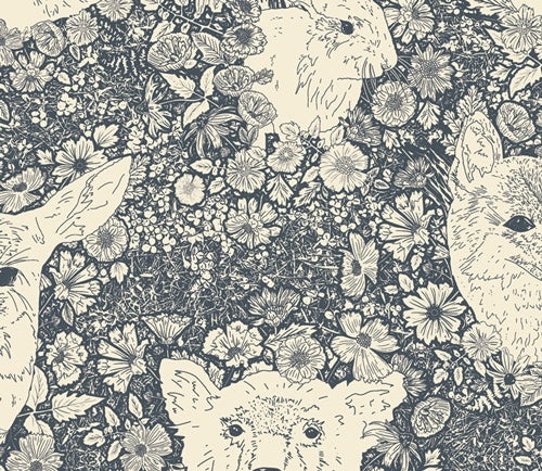 Fat Quarter, Wandering With Bear in Navy, Open Road, Bonnie Christine, Art Gallery