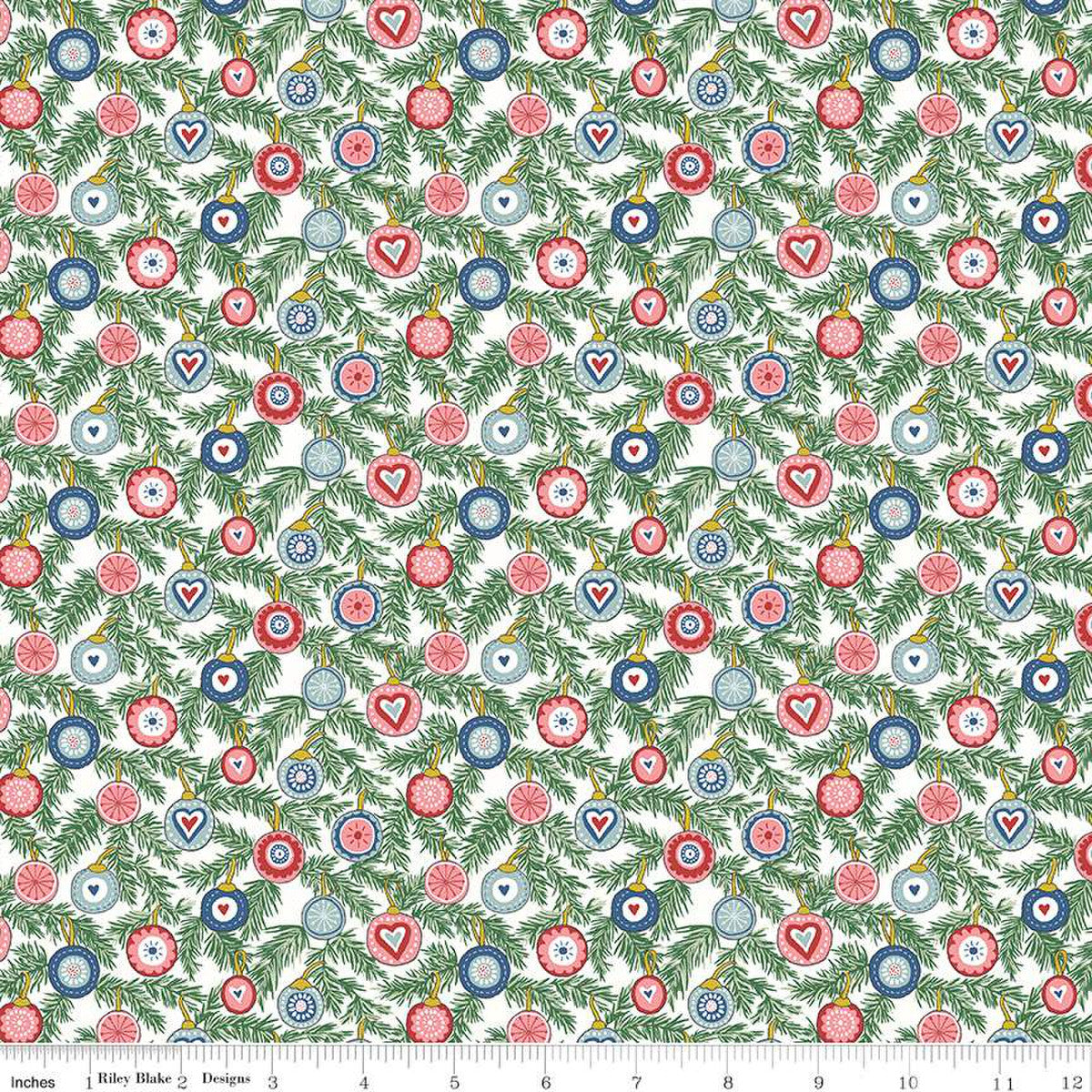 Festive Baubles, A Woodland Christmas, Liberty Fabrics, Sold per 1/2 meter