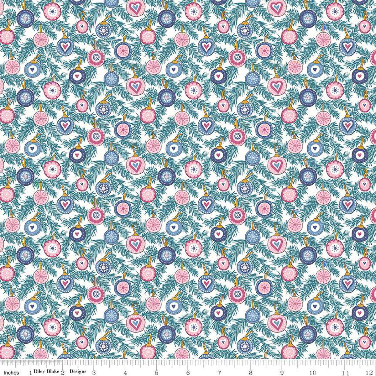 Festive Baubles B, A Woodland Christmas, Liberty Fabrics, Sold per 1/2 meter