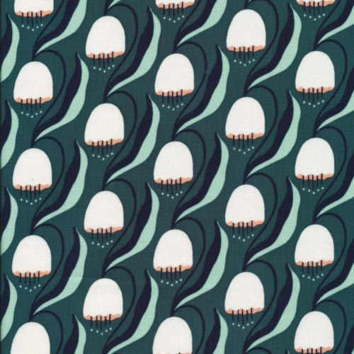 Bells in Dark Cyan, All That Wander, Juliana Tipton, Cloud 9 Fabrics, per 1/2 meter