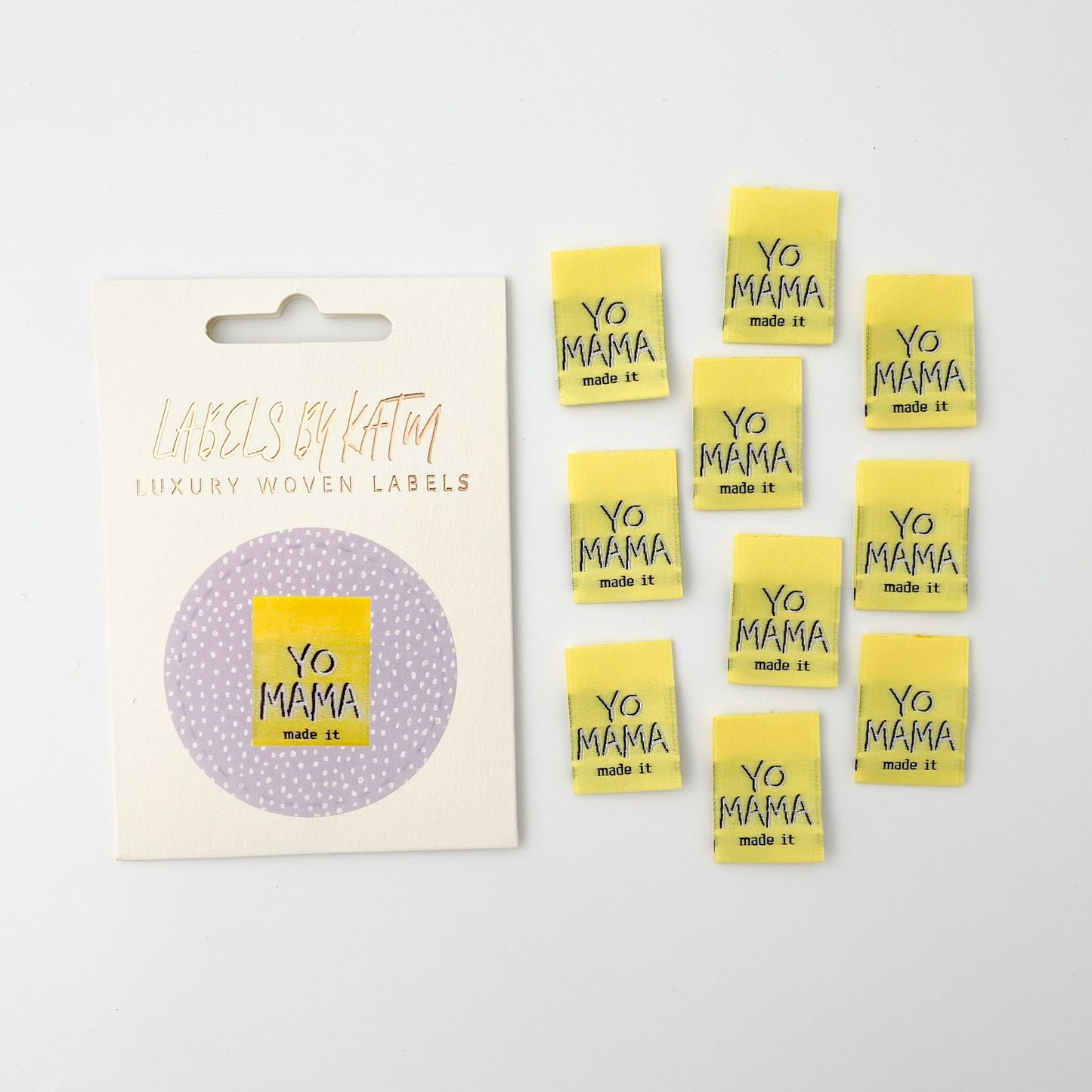 Labels by KATM, Kylie and the Machine Woven Labels, Yo MAMA made it, 10 labels per Pack
