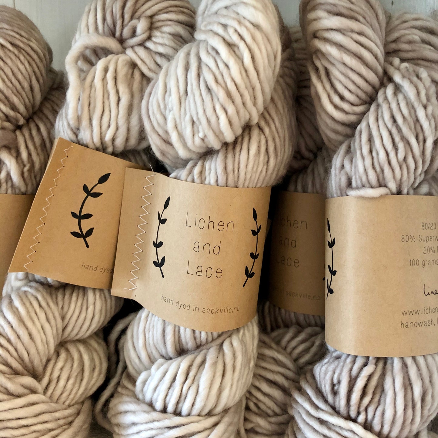 80/20 Bulky Yarn, Linen, Lichen and Lace
