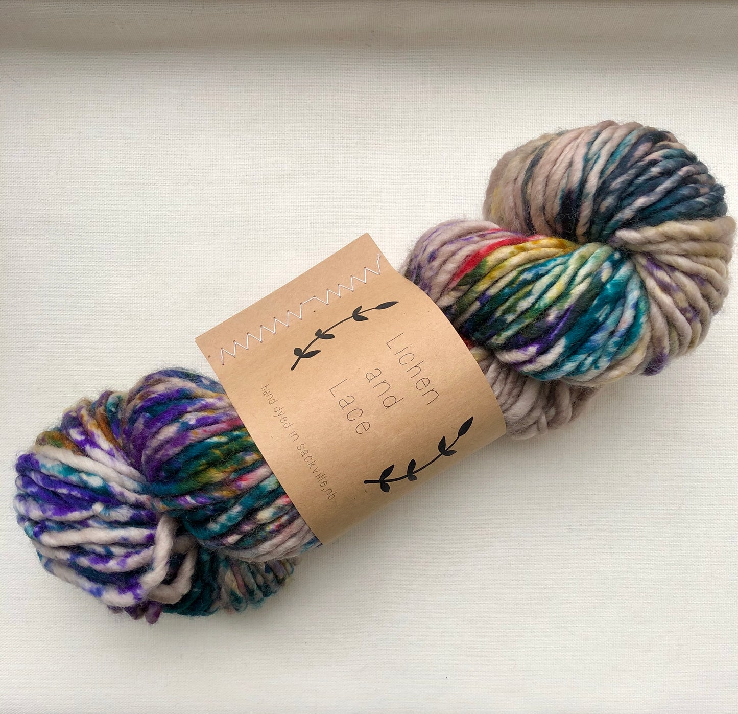 80/20 Bulky Yarn, Pressed Flowers, Lichen and Lace