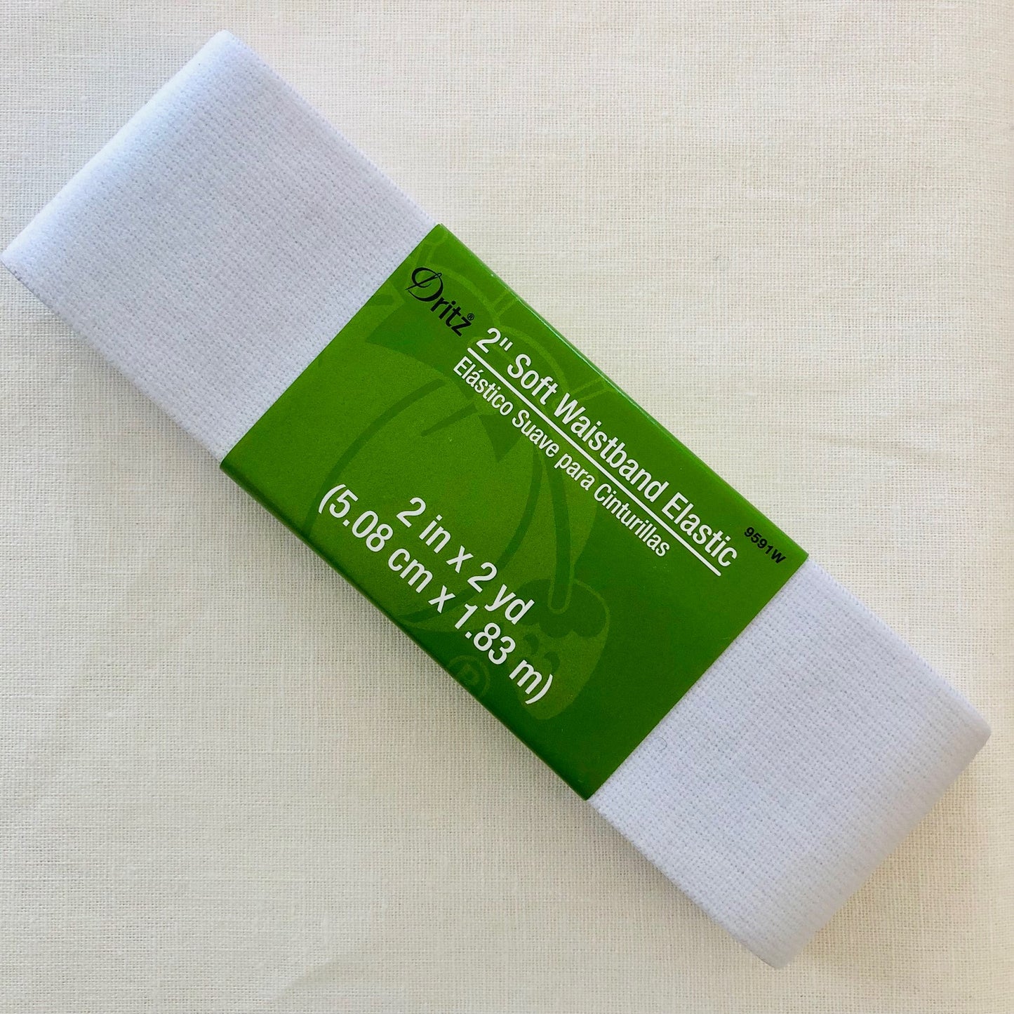 Dritz Soft Waistband Elastic, White, 2 inch wide x 2 yards