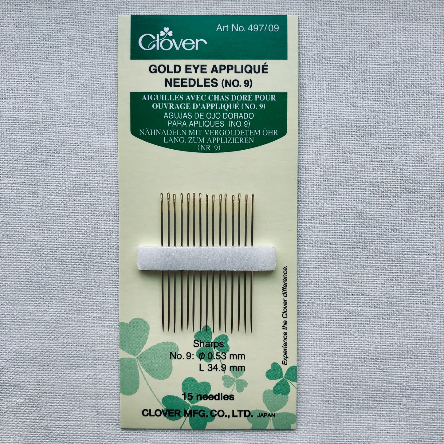 Clover Gold Eye Applique Needles No. 9