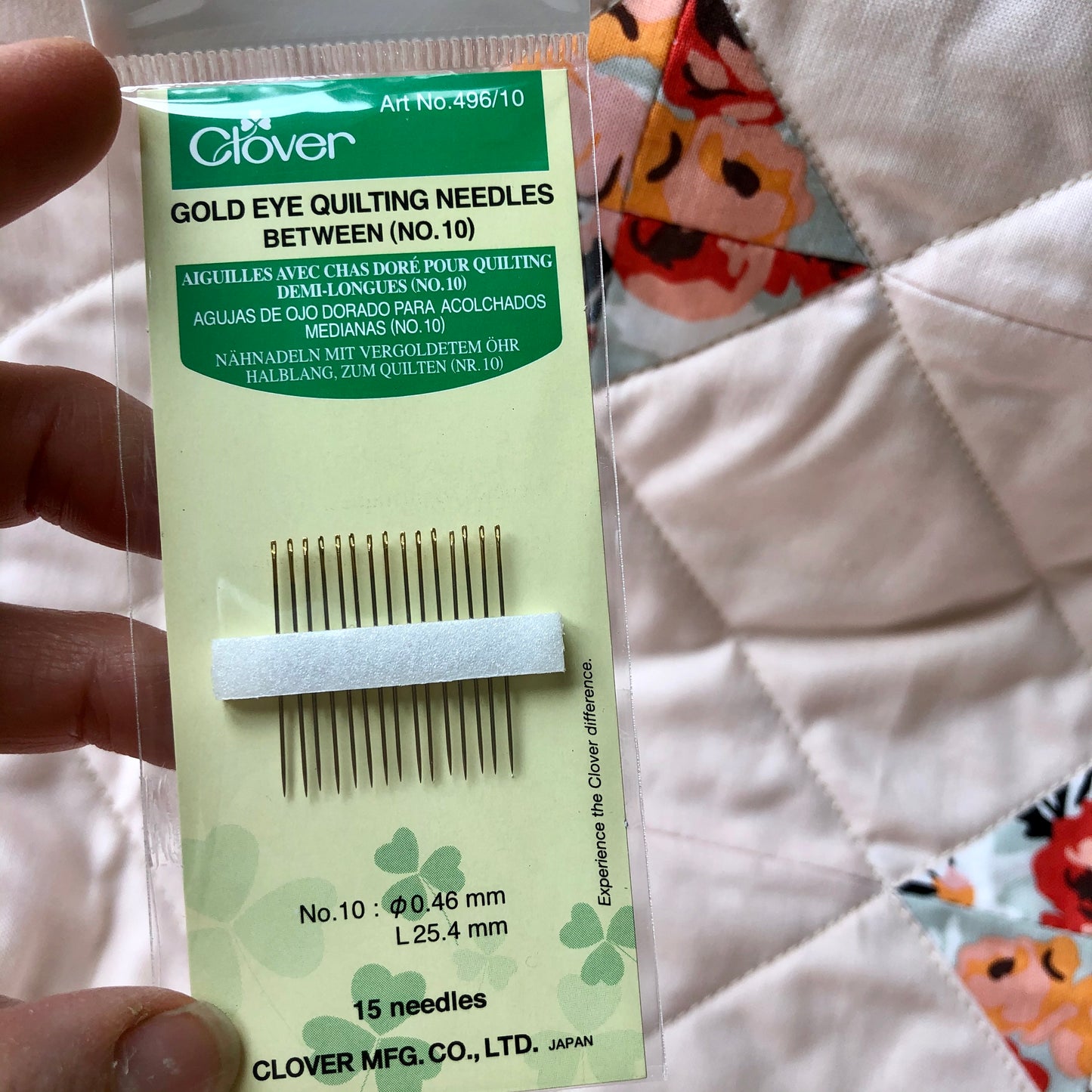 Clover Gold Eye Quilting Needles Between No. 10