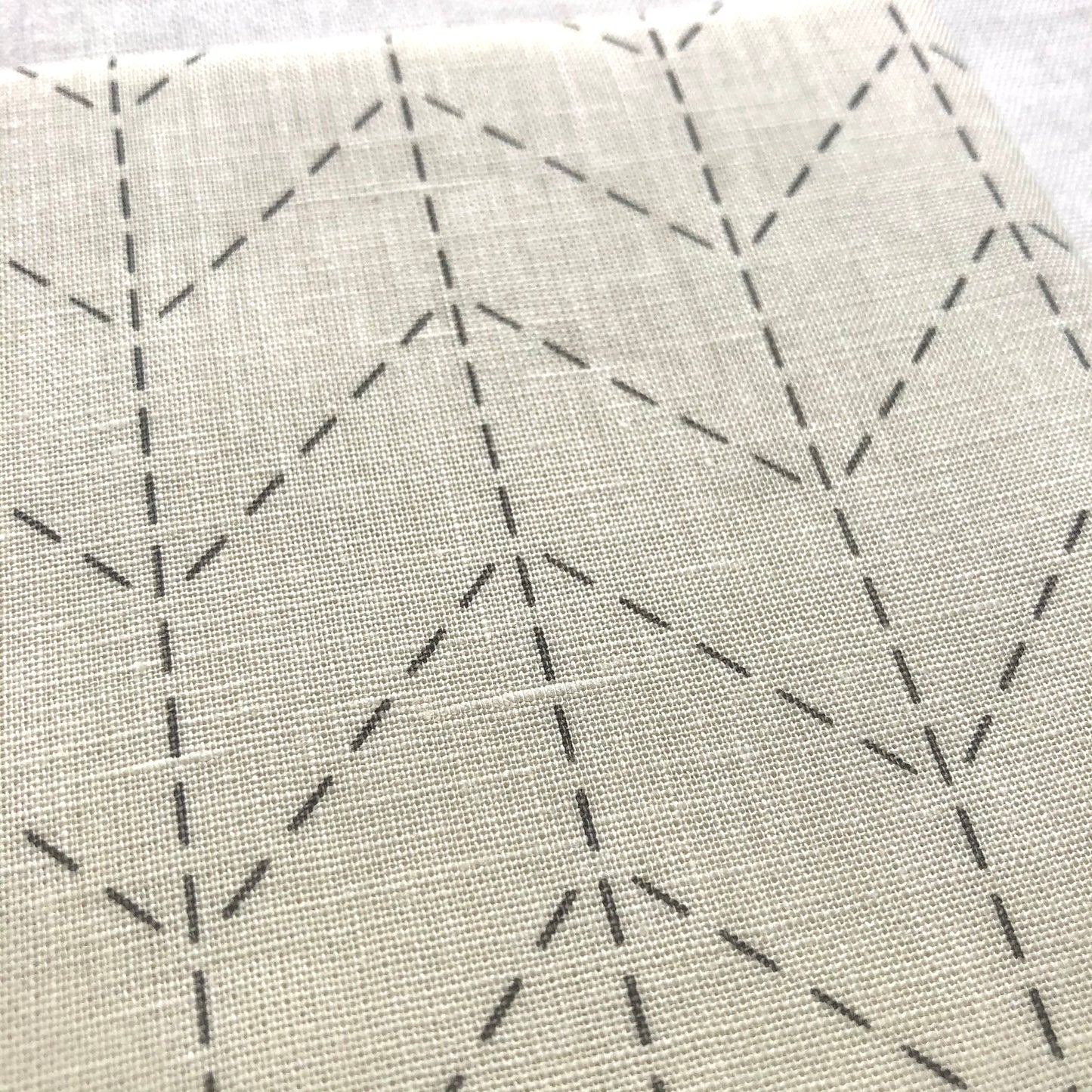 Lecien Cosmo Hidamari Sashiko Pre-printed Wash-away Panel, Cotton/Linen Blend, Sugiaya Herringbone Pattern, Off White