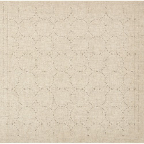 Lecien Cosmo Hidamari Sashiko Pre-printed Wash-away Panel, Cotton/Linen Blend, Maru-Tsunagi Circle Pattern, Natural