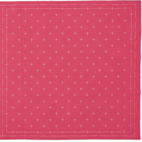 Lecien Cosmo Hidamari Sashiko Pre-printed Wash-away Panel, Cotton/Linen Blend, Kasuri Cross Pattern, Rose