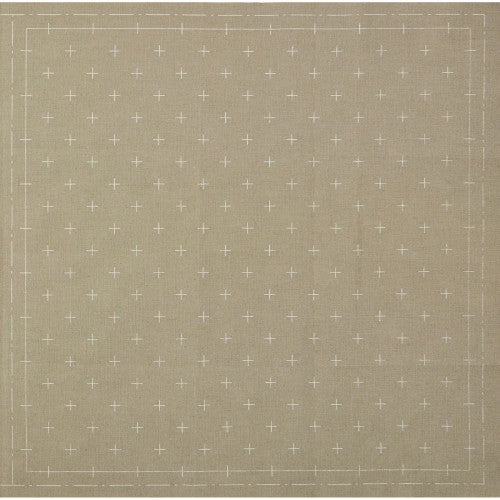 Lecien Cosmo Hidamari Sashiko Pre-printed Wash-away Panel, Cotton/Linen Blend, Kasuri Cross Pattern, Grey
