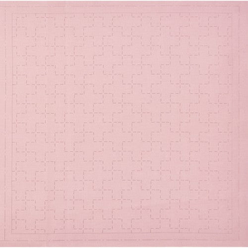 Lecien Cosmo Hidamari Sashiko Pre-printed Wash-away Panel, Cotton/Linen Blend, Jijitsunagi Cross Pattern, Coral