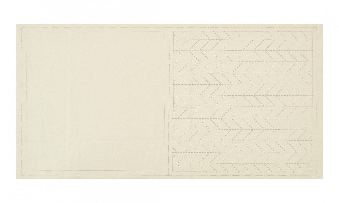 Lecien Cosmo Hidamari Sashiko Pre-printed Wash-away Panel, Cotton/Linen Blend, Sugiaya Herringbone Pattern, Off White
