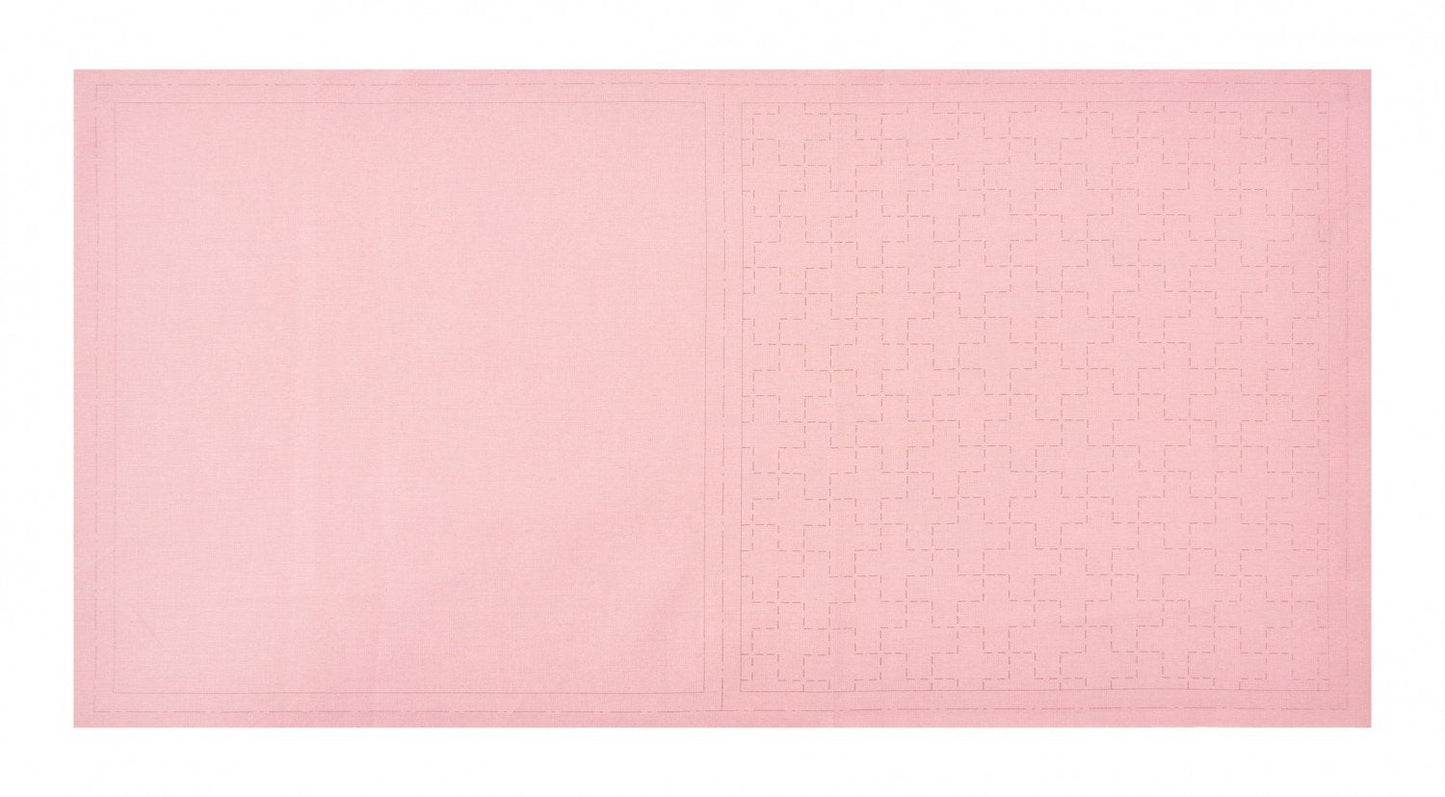 Lecien Cosmo Hidamari Sashiko Pre-printed Wash-away Panel, Cotton/Linen Blend, Jijitsunagi Cross Pattern, Coral