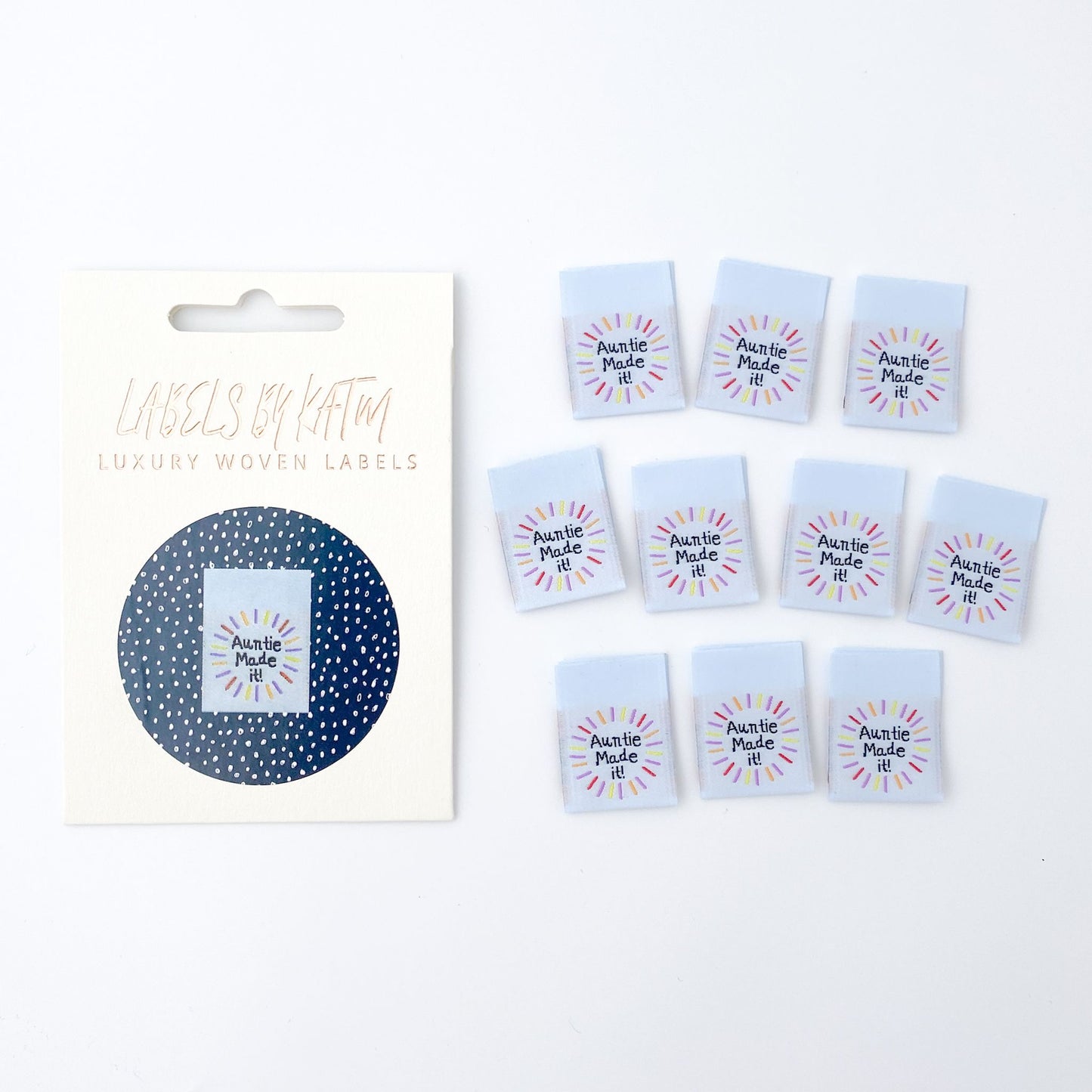 Labels by KATM, Kylie and the Machine Woven Labels, Auntie Made It, 10 labels per Pack