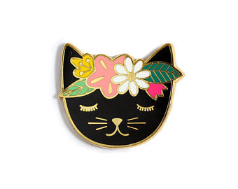 Kiriki Press, Magnetic Needleminder, Floral Cat