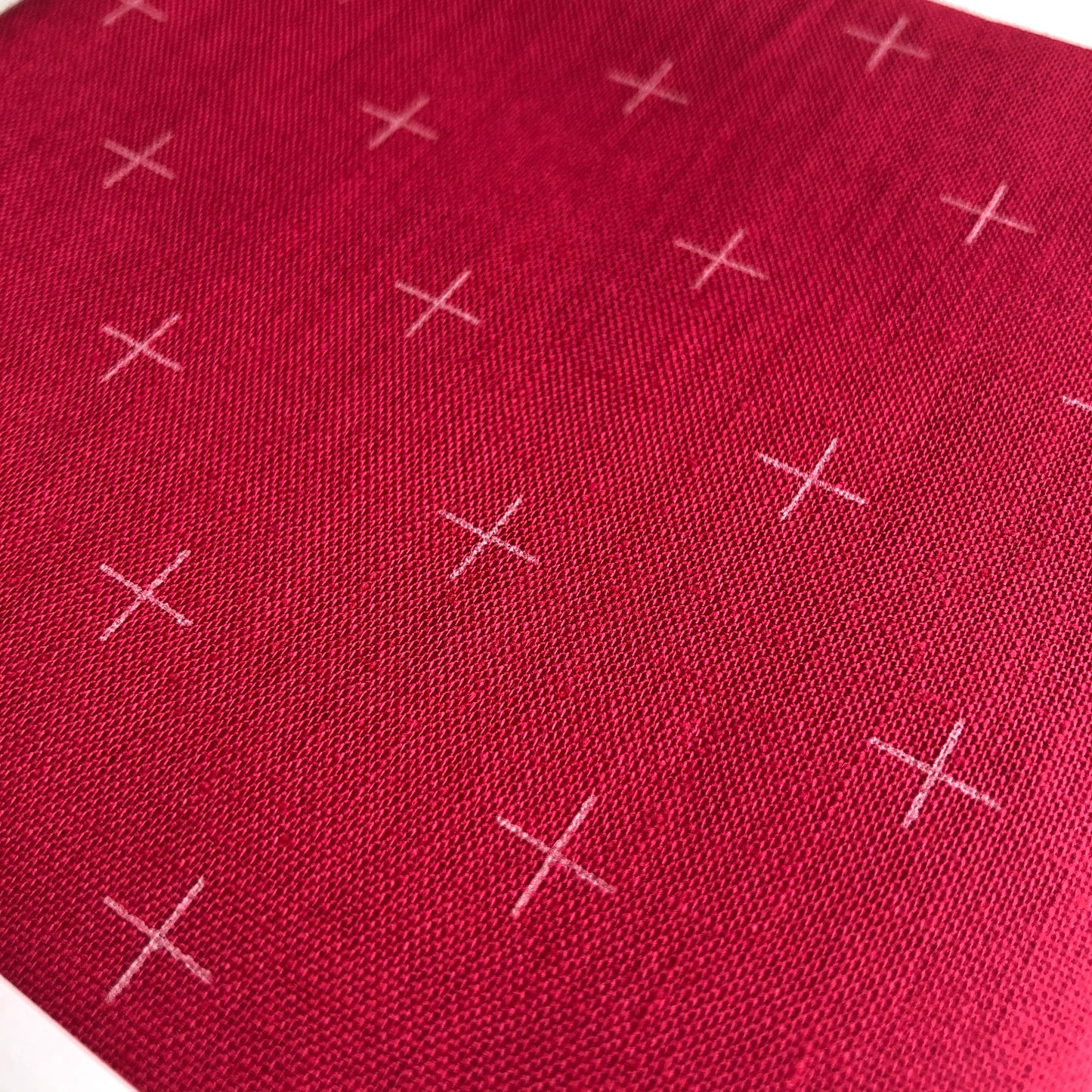 Lecien Cosmo Hidamari Sashiko Pre-printed Wash-away Panel, Cotton/Linen Blend, Kasuri Cross Pattern, Rose
