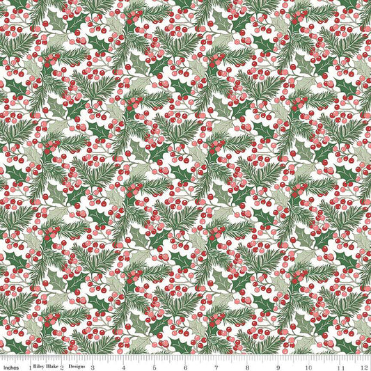 Winterberry Holly, A Woodland Christmas, Liberty Fabrics, Sold per 1/2 meter