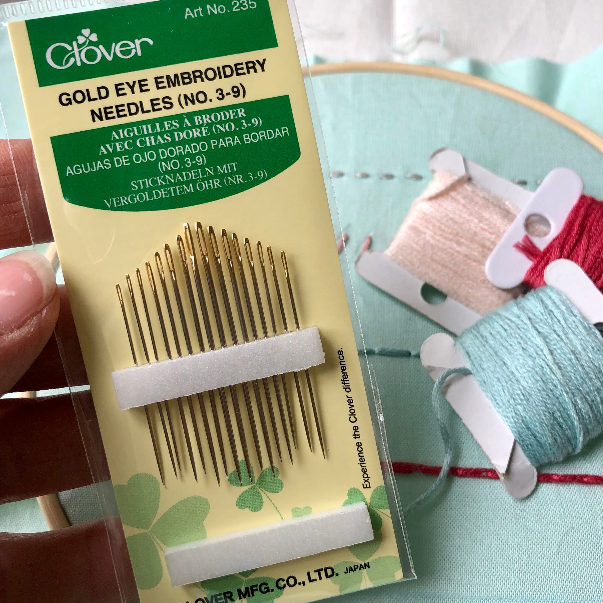 Clover No. 3-9 Gold Eye Embroidery Needles - Pack of 16