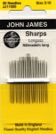 John James Sharps, Quilting Needles 5/10 20ct, Assorted Sizes