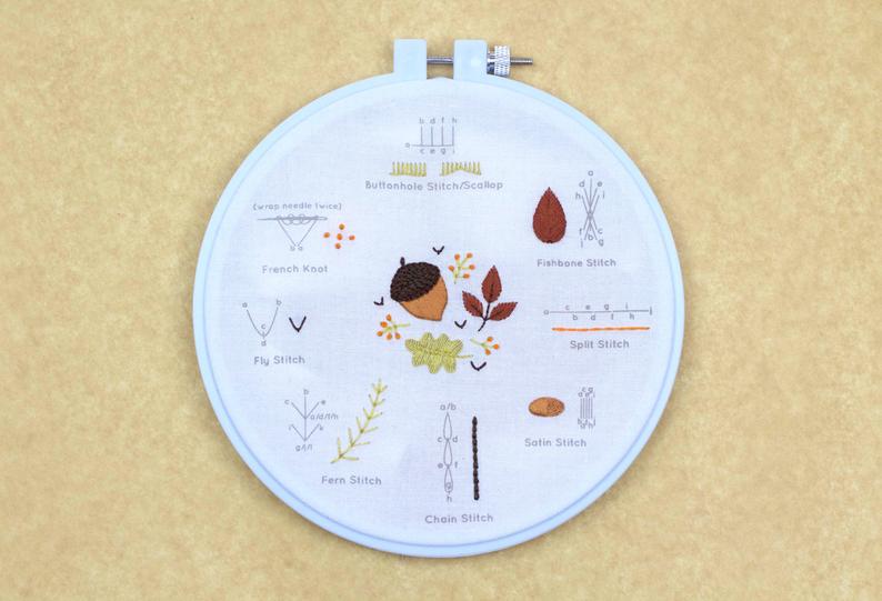 Kiriki Press, Embroidery Stitch Sampler, Autumn