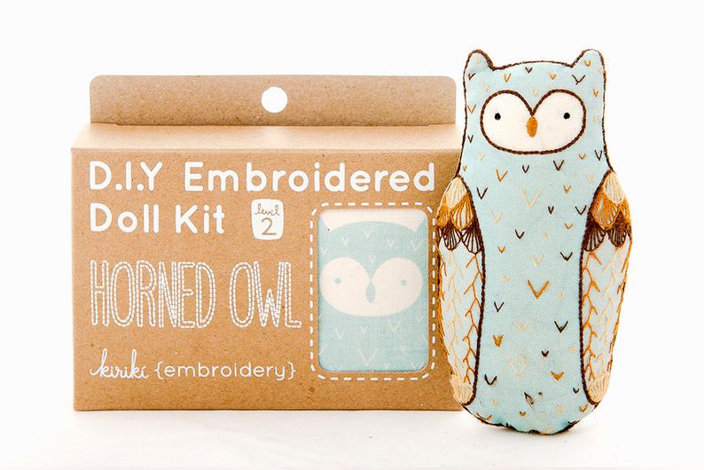 Kiriki Press, Embroidery Kit, Horned Owl