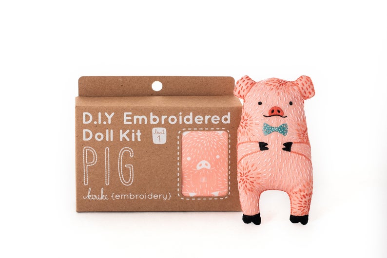 Kiriki Press, Embroidery Kit, Pig