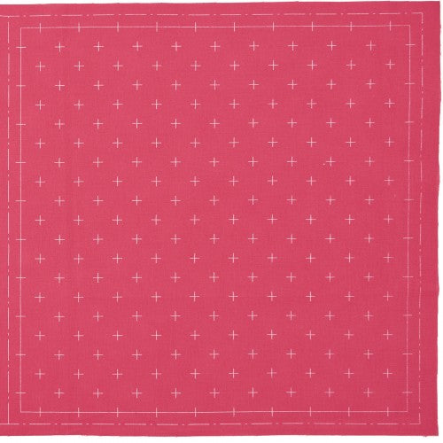 Lecien Cosmo Hidamari Sashiko Pre-printed Wash-away Panel, Cotton/Linen Blend, Kasuri Cross Pattern, Rose