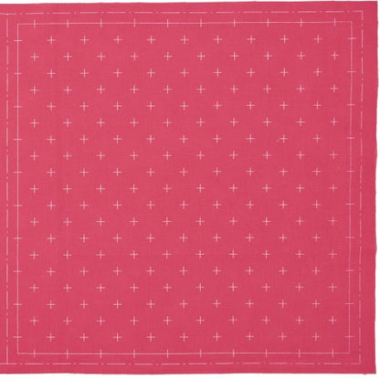 Lecien Cosmo Hidamari Sashiko Pre-printed Wash-away Panel, Cotton/Linen Blend, Kasuri Cross Pattern, Rose