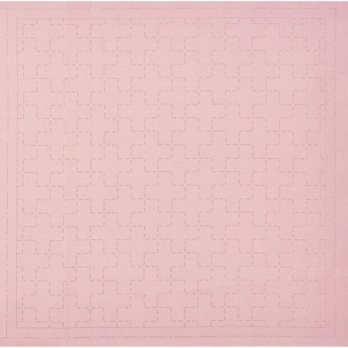 Lecien Cosmo Hidamari Sashiko Pre-printed Wash-away Panel, Cotton/Linen Blend, Jijitsunagi Cross Pattern, Coral