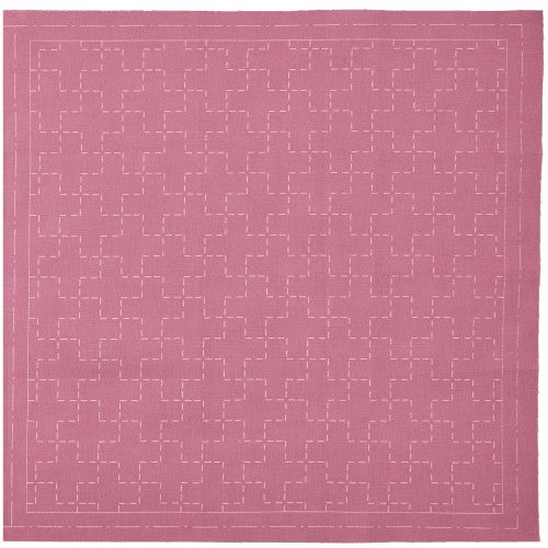 Lecien Cosmo Hidamari Sashiko Pre-printed Wash-away Panel, Cotton/Linen Blend, Jijitsunagi Cross Pattern, Plum