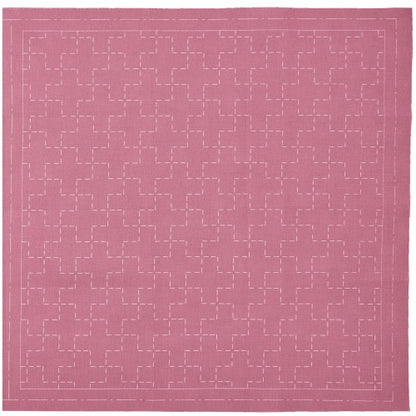 Lecien Cosmo Hidamari Sashiko Pre-printed Wash-away Panel, Cotton/Linen Blend, Jijitsunagi Cross Pattern, Plum