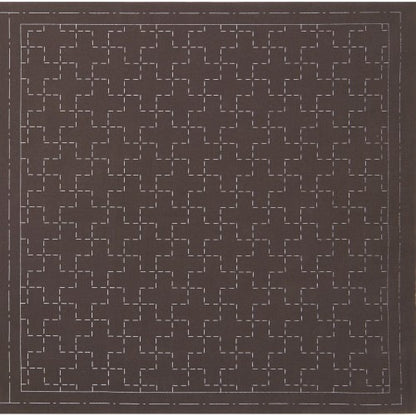Lecien Cosmo Hidamari Sashiko Pre-printed Wash-away Panel, Cotton/Linen Blend, Jijitsunagi Cross Pattern, Brown