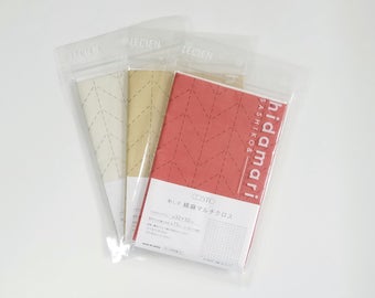 Lecien Cosmo Hidamari Sashiko Pre-printed Wash-away Panel, Cotton/Linen Blend, Sugiaya Herringbone Pattern, Off White