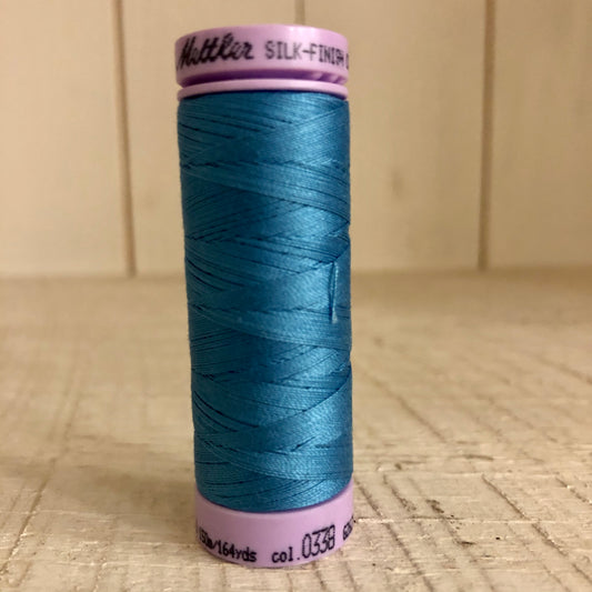 Mettler Silk Finish Cotton Thread, Reef Blue 0338, 150 meter Spool