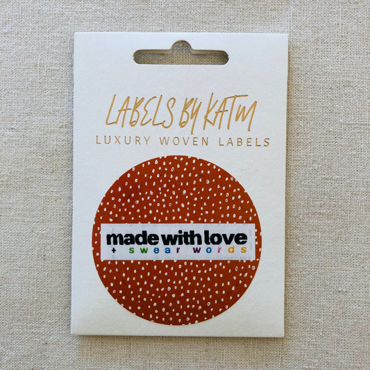 Labels by KATM, Kylie and the Machine Woven Labels, Made with Love + Swear Words, 10 labels per Pack