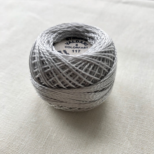 Valdani Pearl Cotton, Solid #117 White Smoke Grey, 8 wt