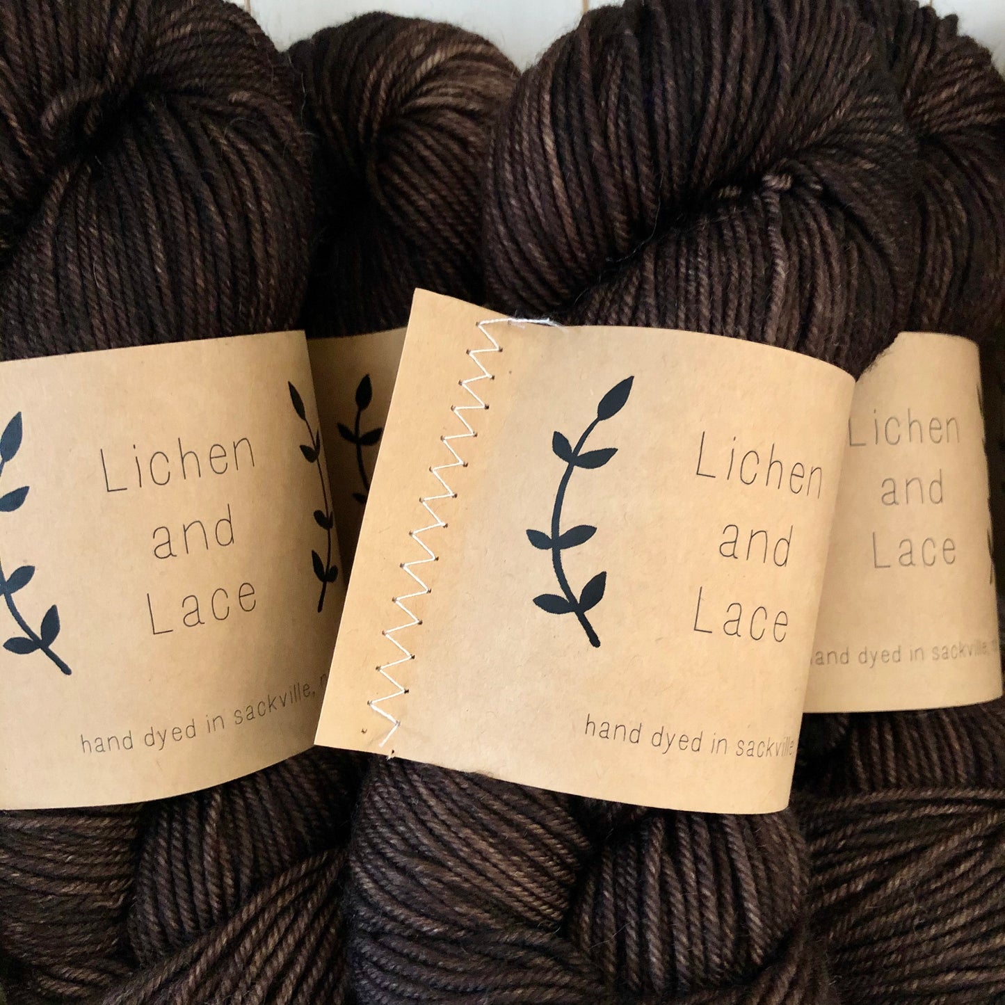 Merino Worsted, Black Walnut, Lichen and Lace